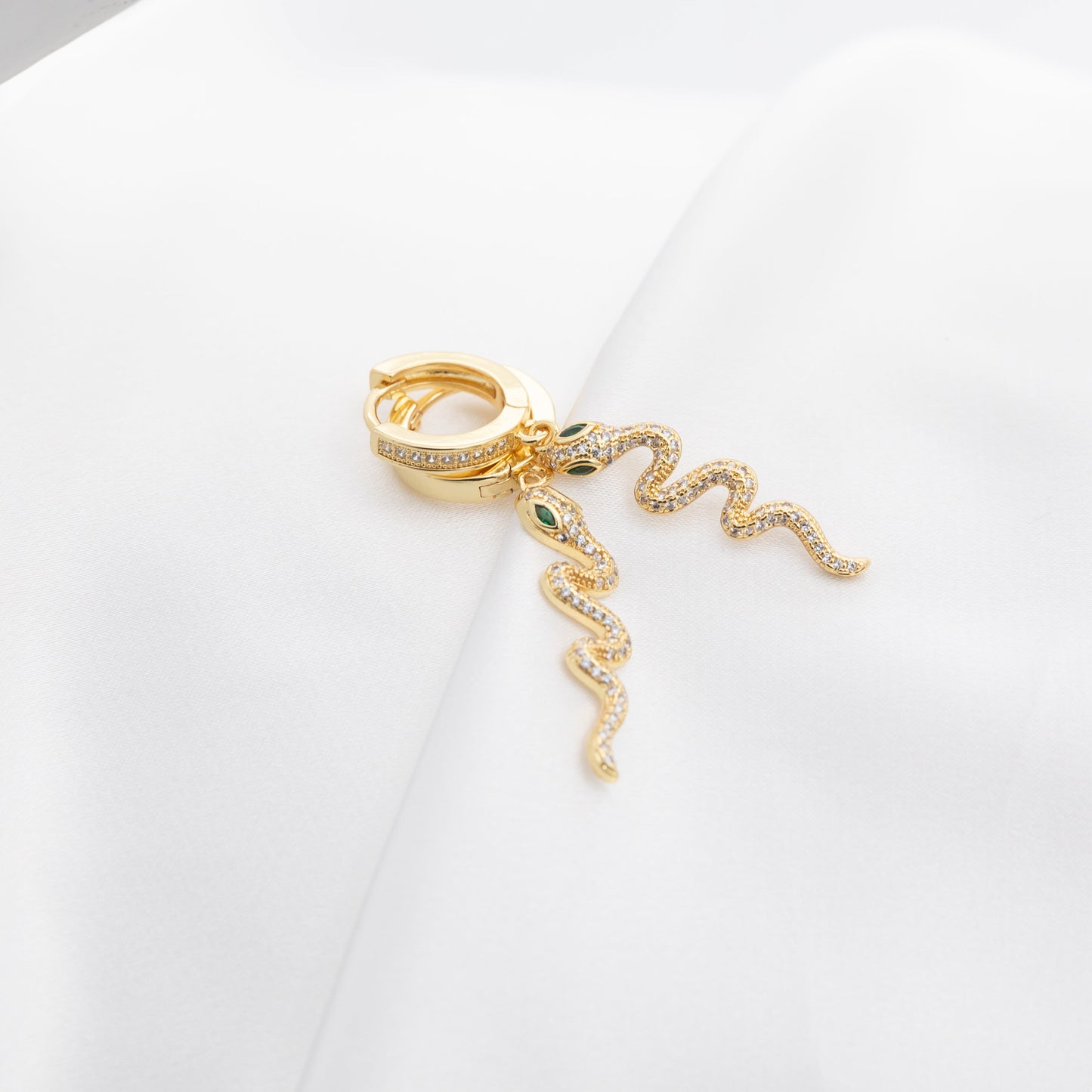 Emerald Eye Serpent Earring