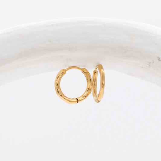 Thin Hammered Gold Hoop