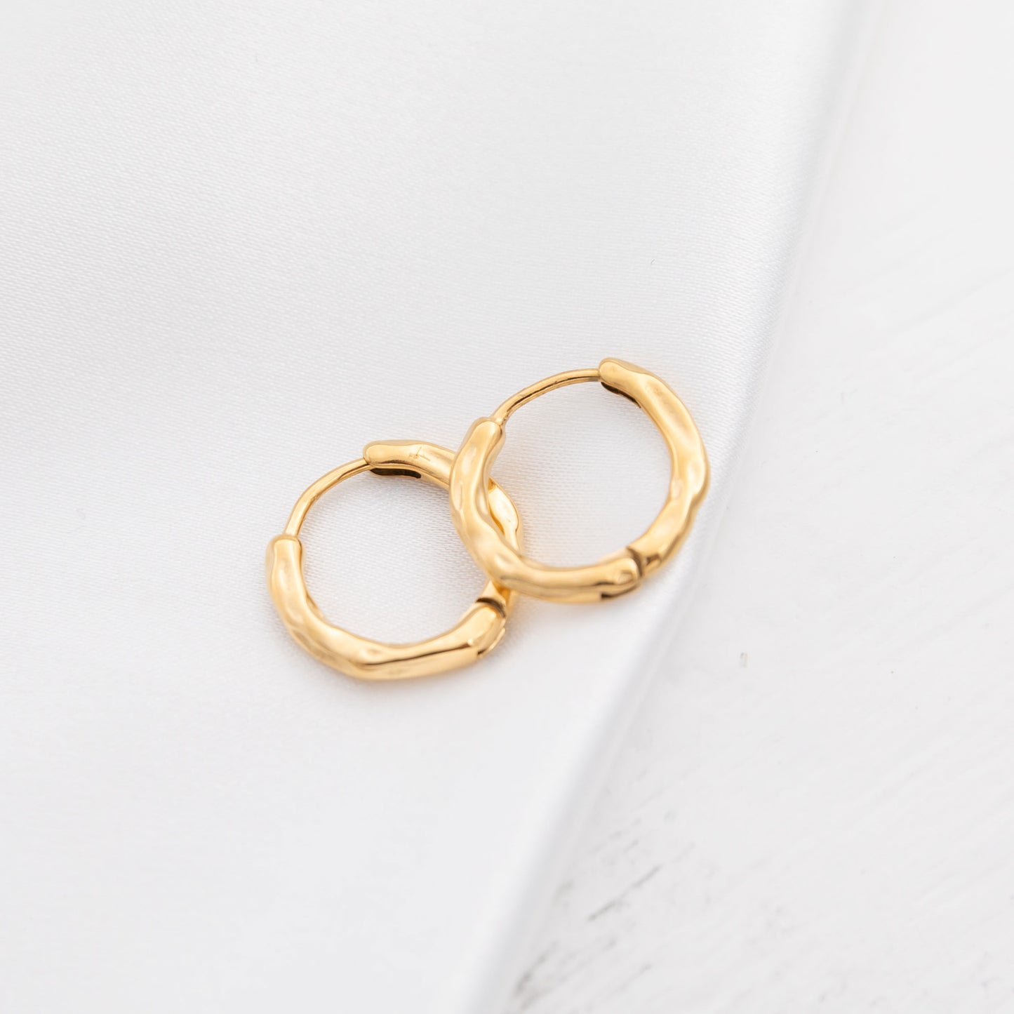 Thin Hammered Gold Hoop