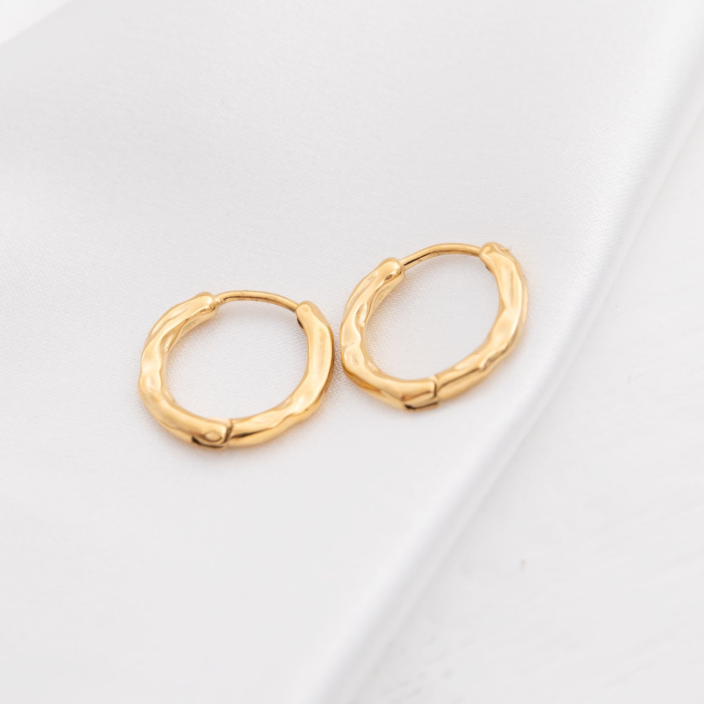 Thin Hammered Gold Hoop