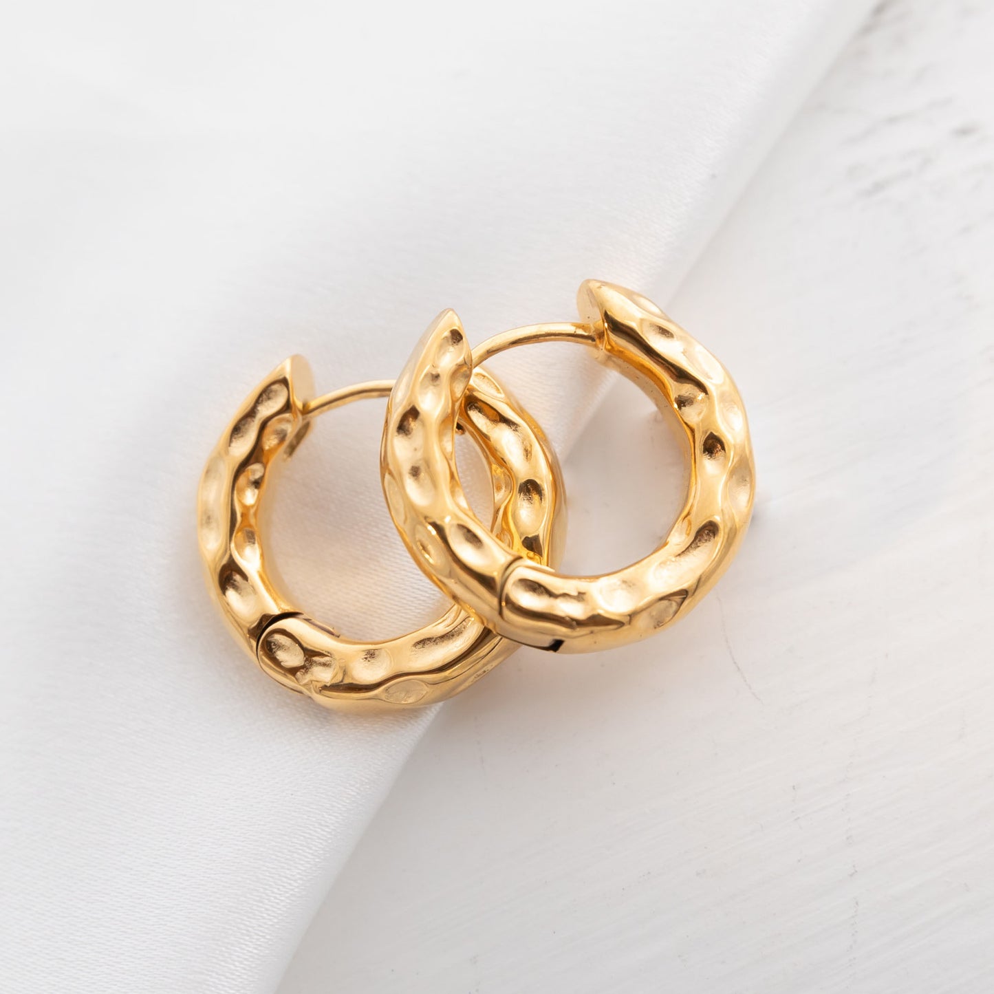 Chunky Hammered Gold Hoop