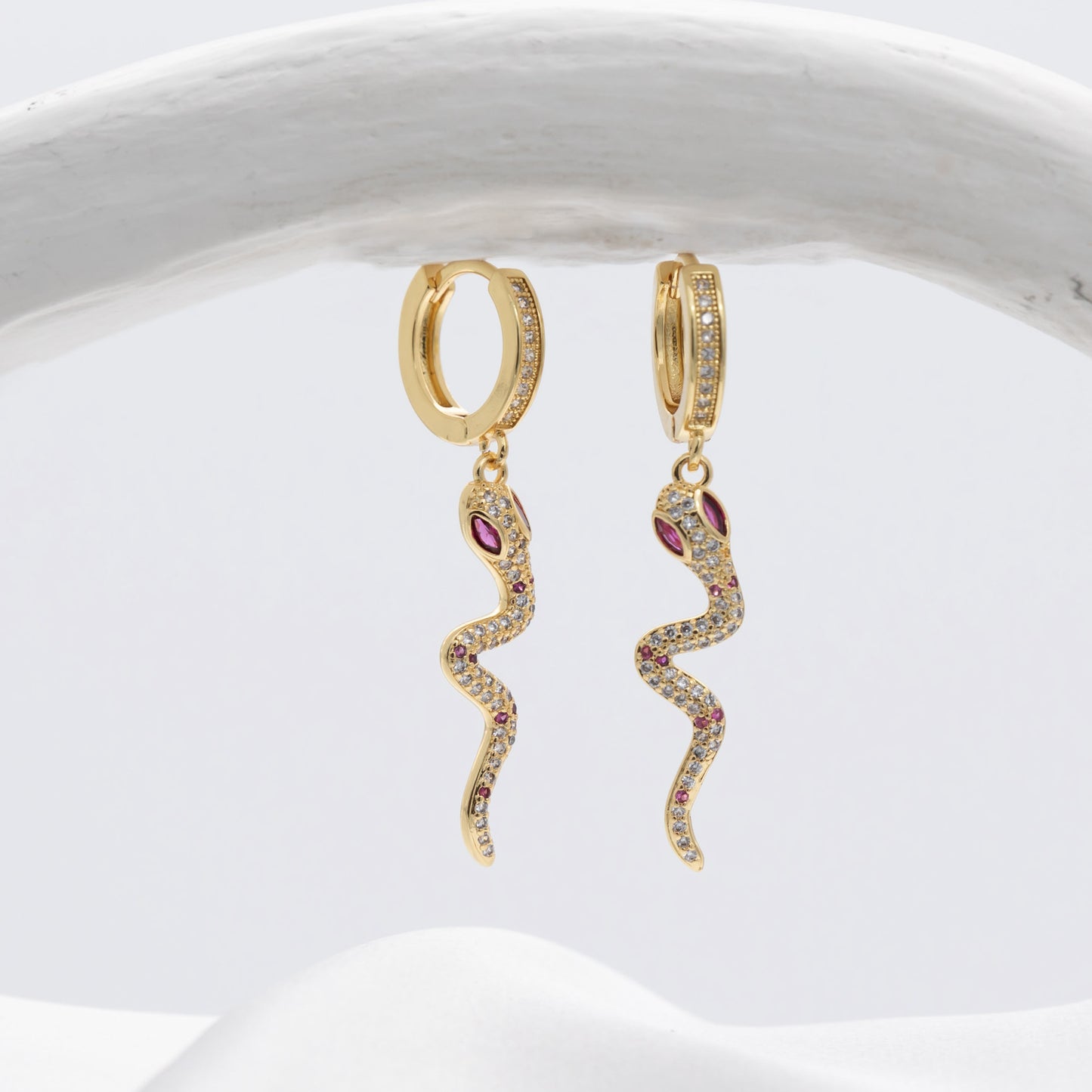 Ruby Eyed Serpent Earring