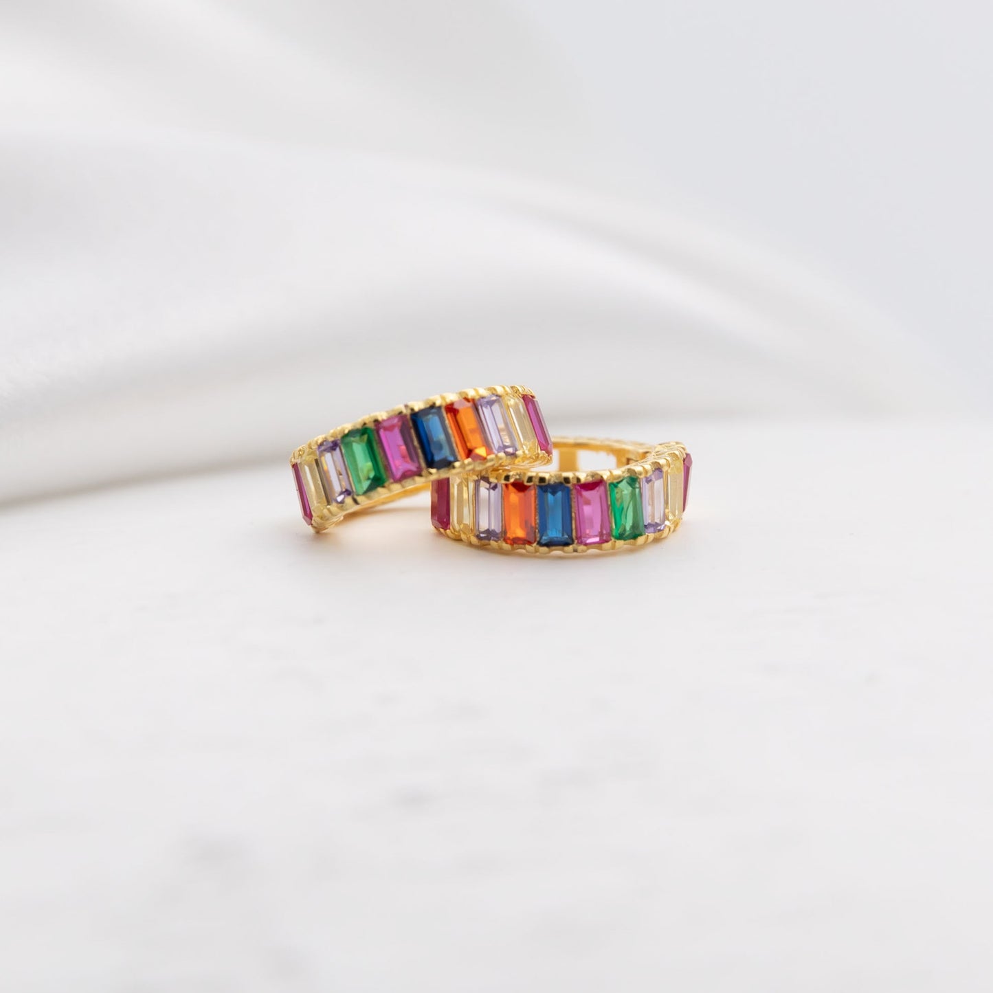 Mini Rainbow Gemstone Huggie