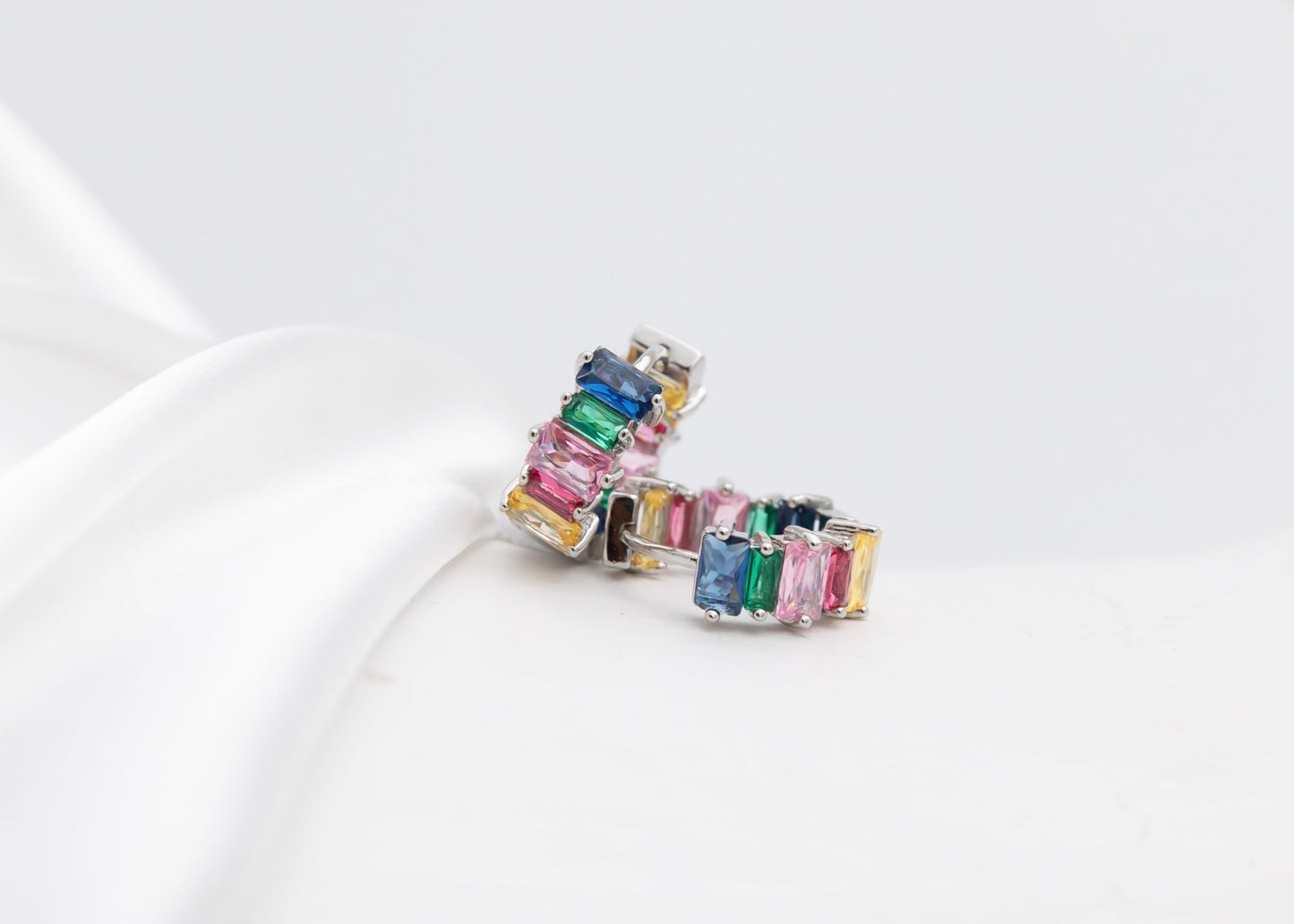 Radiant Gemstone Hoops