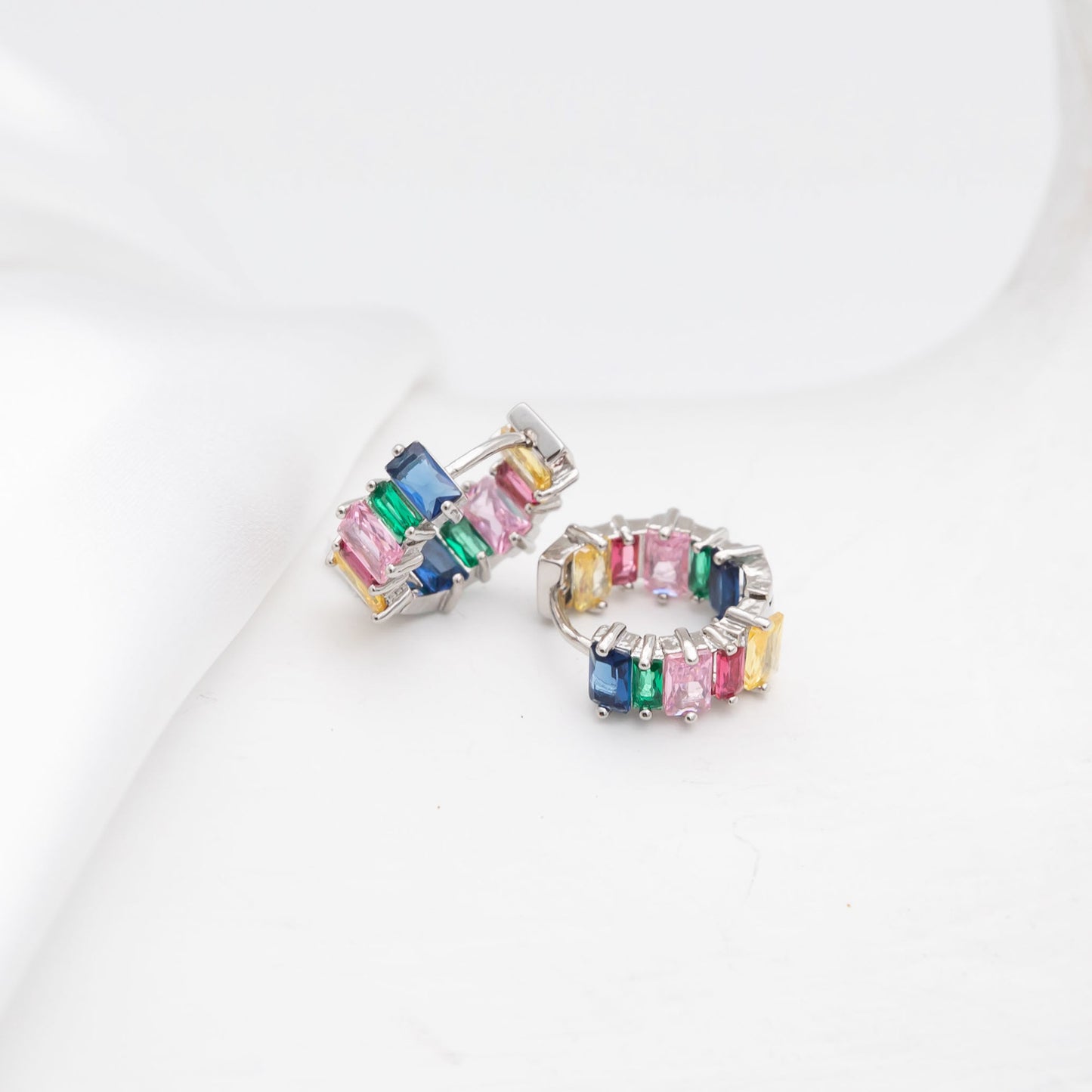 Radiant Gemstone Hoops