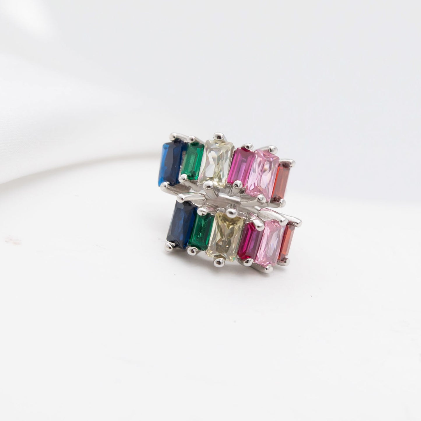 Mini Radiant Gemstone Huggie