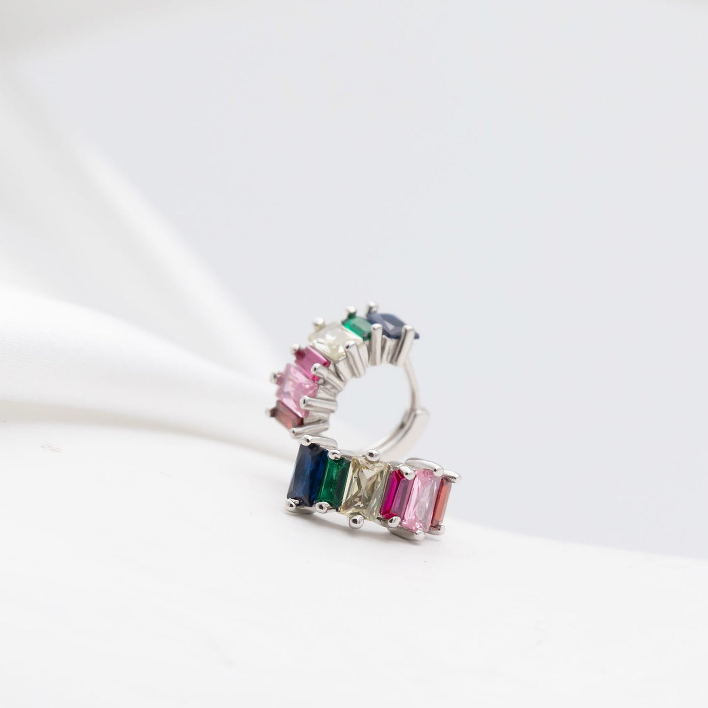 Mini Radiant Gemstone Huggie